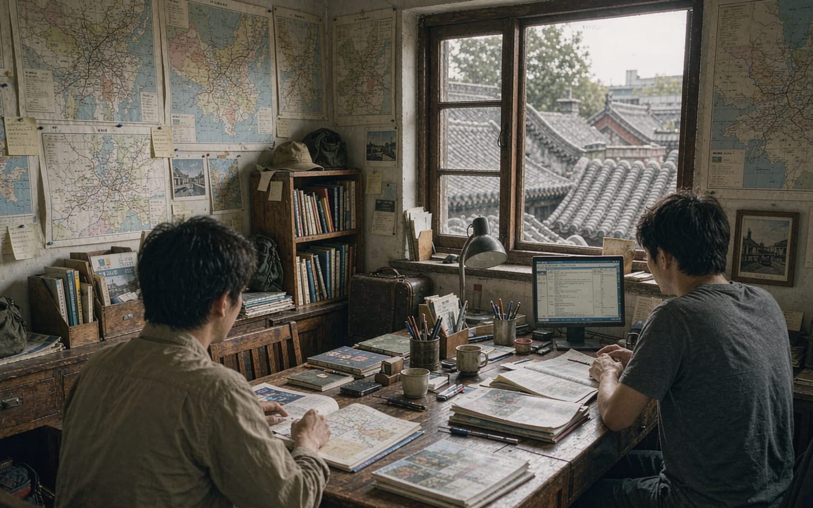 Escritório com mapas na parede