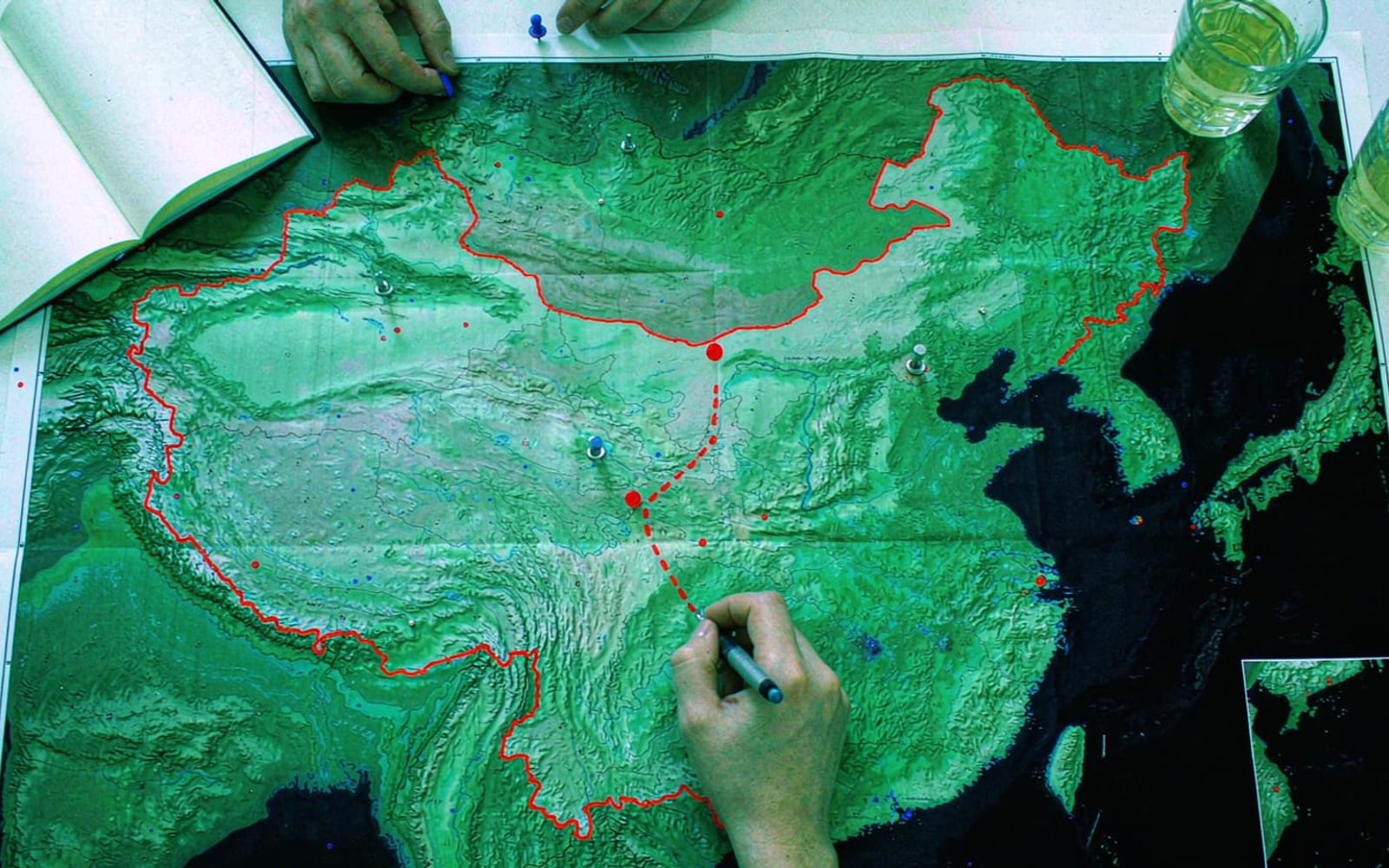 Mapa da China com pinos